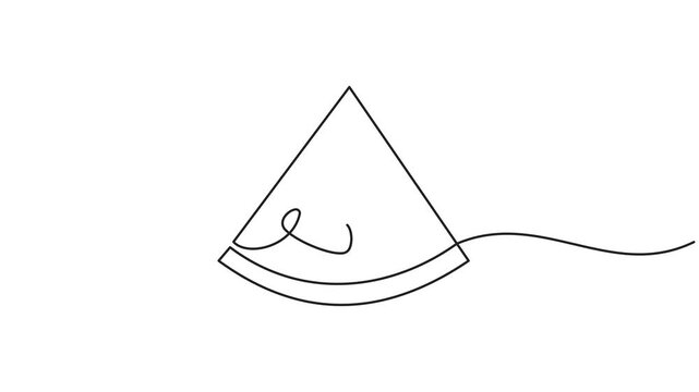 Watermelon. Sweet, ripe, juicy, red, summer, harvest, slice, food, proper nutrition, healthy. Eating concept. One line drawing animation. Motion design. Animated technology logo. Video 4K