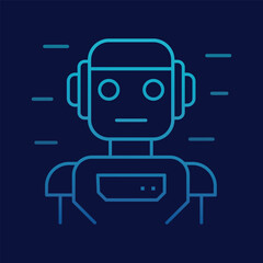 Futuristic Geometric Robot Line Art Vector Illustration