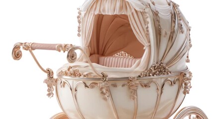 Elegant baby carriage detailed design isolated on white background - Powered by Adobe