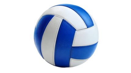 Blue and white leather volleyball ball isolated on white background