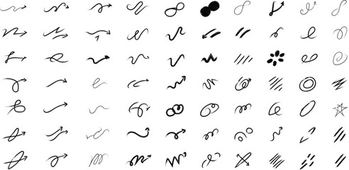 Hand Drawn Arrow Collection Black Sketch Style Various Shapes and Directions for Creative Projects Design Elements and User Interface Navigation