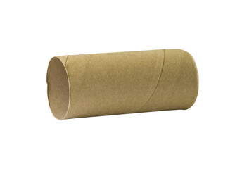 One tissue paper core or toilet paper tube isolated with clipping path in png file format