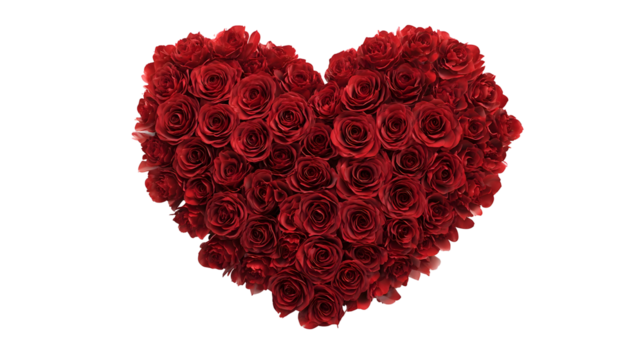 Heart-shaped red roses arrangement on black background - Powered by Adobe