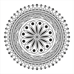 Mandala design vector template with black background.