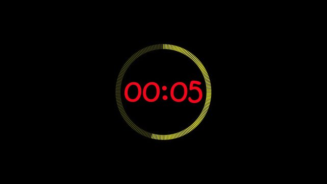  10 Second Timer countdown Animation on 10 to 0 sec, Simple animation of 10 seconds countdown timer with dashed circle on black background.