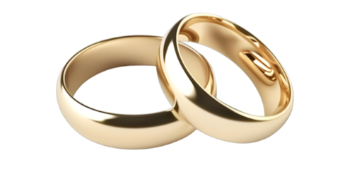 Two golden wedding rings intertwined symbolizing love and commitment for marriage ceremonies and romantic occasions beautifully rendered