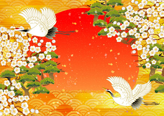 Obraz premium 年賀素材美しい和柄背景素材