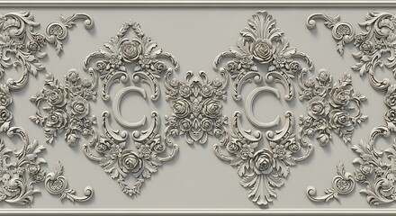 Elegant floral ornament design in relief with symmetrical details for decor