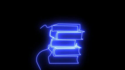Animated glowing neon rainbow-colored books with smoke on black background. Back to school, education concept 4k animation motion graphic.. - Powered by Adobe