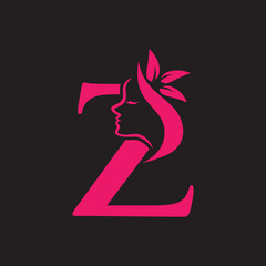  beauty monogram letter z woman silhouette logo design
