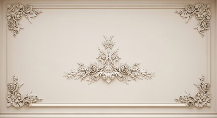 Obraz premium Elegant floral ornamental design against cream colored wall background