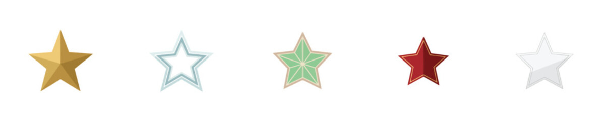 Star Assortment Vector Flat Design Geometric Christmas Variety
