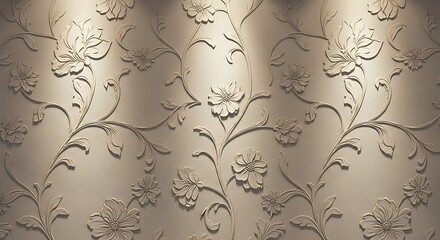 Elegant floral pattern on a wall illuminated with warm light decorative background