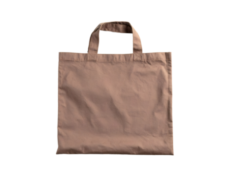 Brown canvas tote bag lying flat on a white background, offering an empty space for custom branding or design