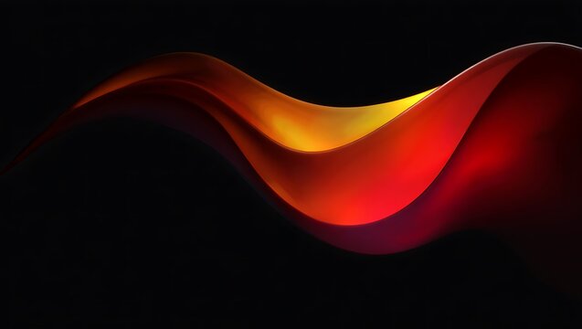 Abstract flowing red and yellow wave on black background