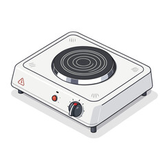 Obraz premium Minimal Vector Illustration of a Single Electric Hotplate