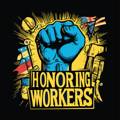 Obraz premium Happy Labour Day Vector Illustration