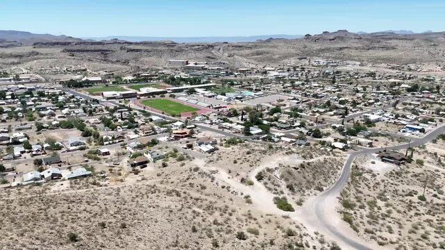 Aerial nature city landscape in Sonoran desert historic route 66 Barstow California Southwest CA
