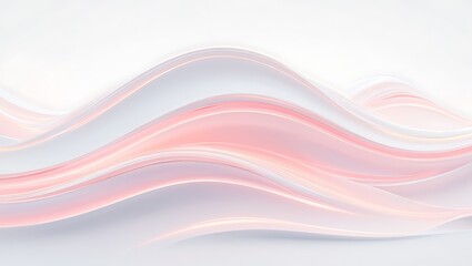 Elegant abstract waves of white and pale pink flowing smoothly across