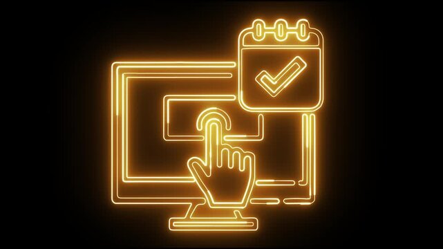  Modern user interface click confirmation neon glowing animation 4k Loop.