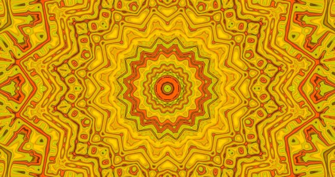 Seamless tunnel video loop with vibrant yellow patterns for mesmerizing visuals and relaxation