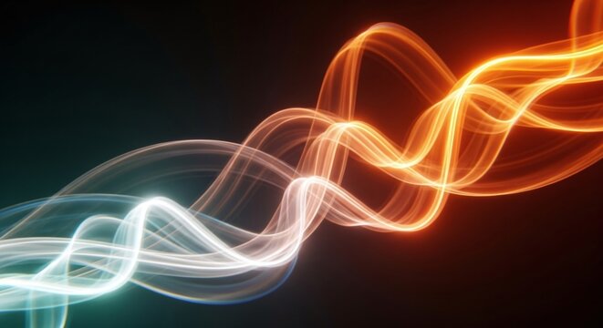 Energy Flow: Abstract representation of dynamic energy, depicted through glowing, flowing lines in contrasting colors. This image embodies motion, power, and the essence of technological advancements.