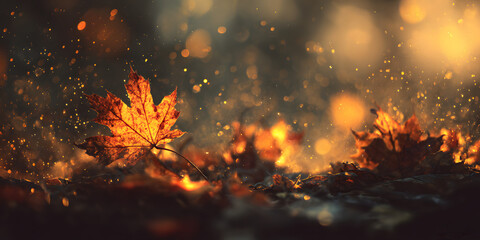 Stunning autumn leaves with golden light create a magical, cozy atmosphere perfect for seasonal campaigns and heartfelt messages of gratitude