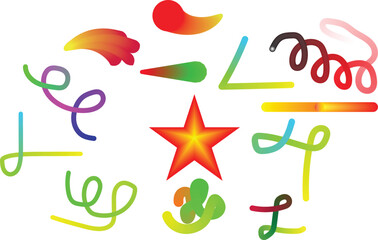 Collection of colorful gradient shapes on plain white background illustration graphic design art creative style diverse