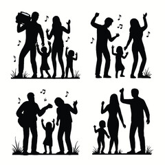Family Dancing Silhouettes