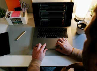 Male Information Technology Security Engineer Running Through an Internal Penetration Test Checklist Web Form - Corporate Cybersecurity Concept