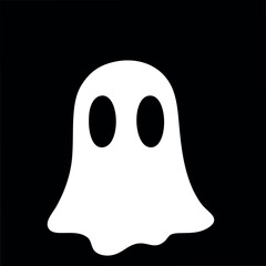 Minimalist Cute Ghost Icon (Black & White)