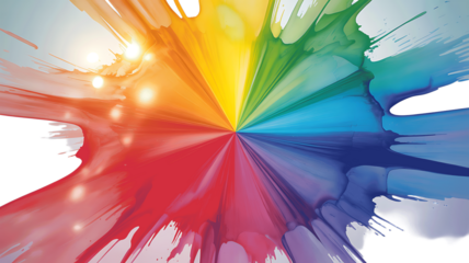 Vibrant rainbow color splash exploding outwards from a central point creating a dynamic abstract background effect