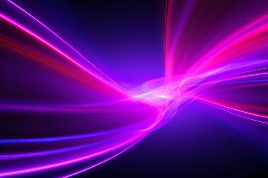 Abstract purple light trails against a dark blue backdrop