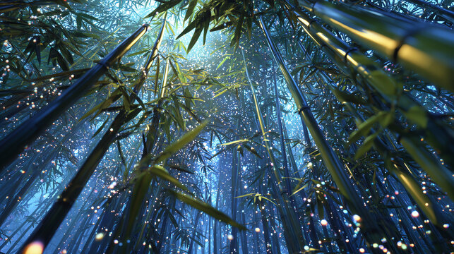 Spokojny Gaj Bambusowy w nocy