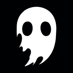 Minimalist Cute Ghost Icon (Black & White)