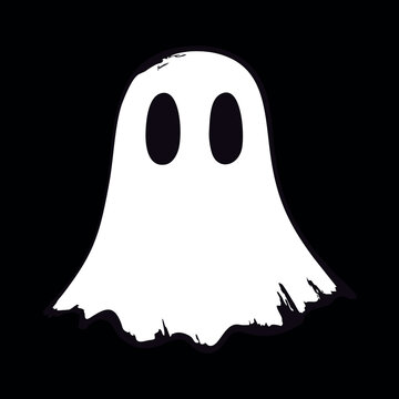 Minimalist Cute Ghost Icon (Black & White)
