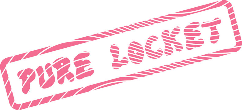 Charming Pure Locket phrase in a stylish pink striped rectangular badge evoking precious memories and sentiment