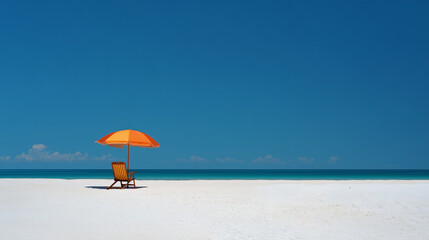 Sunbathing on Empty Beach for wallpaper in travel concept