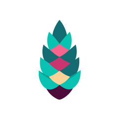 Abstract stylized layered plant bud or pinecone graphic element