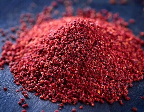 vibrant red sumac spice aromatic flavor culinary ingredient detailed close up macro photography