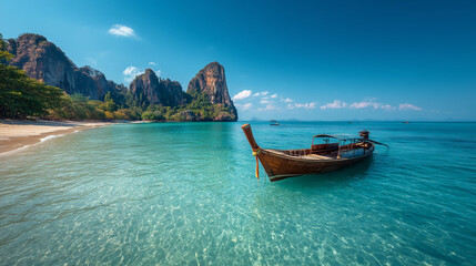 Longtail Boat at Railay in Krabi, Thailand