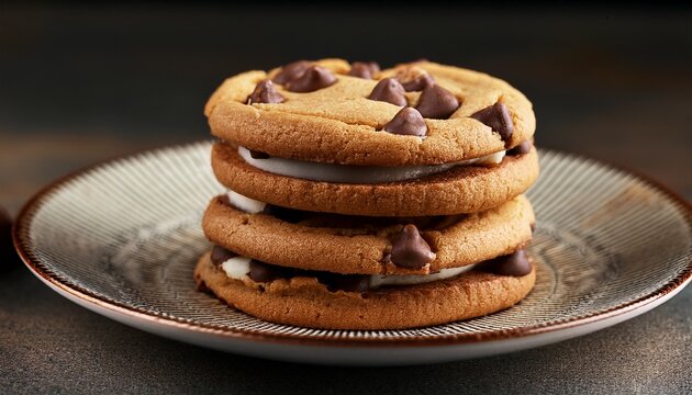 decadent chocolate chip cookies with a sweet creamy filling - Powered by Adobe