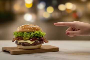 Fresh Burger on Kitchen Table with Daylight