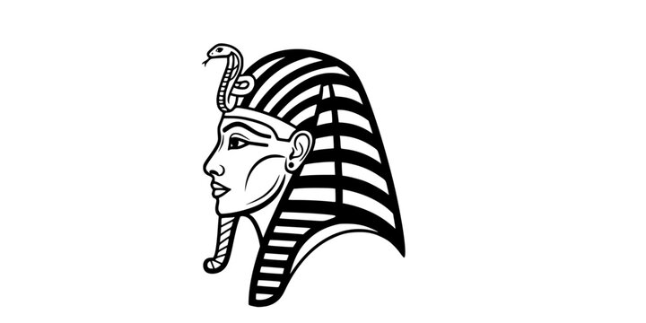 Pharaoh Nemes Headdress Uraeus Minimalist Line Art Vector