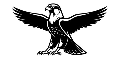 Obraz premium Falcon God Horus Powerful Bird Silhouette Flat Vector