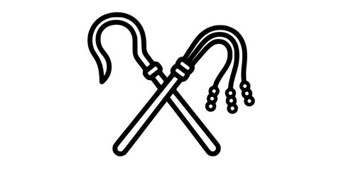 Crook and Flail Royal Authority Simple Line Art Vector