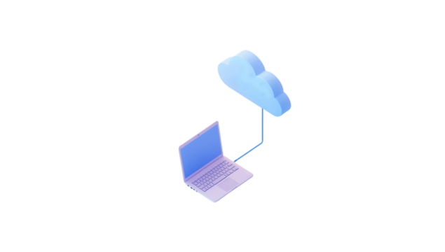 3d icon of laptop connected to cloud storage isolated on transparent background, isometric view - Powered by Adobe
