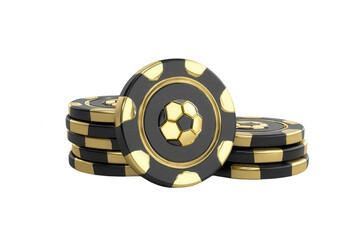 Golden soccer ball and poker chips