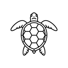 Elegant sea turtle line art icon for ocean conservation projects, marine biology designs, and eco-tourism branding, originally a scalable vector graphic