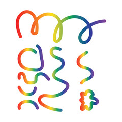 Colorful abstract rainbow squiggles and curved artistic line patterns vector illustration